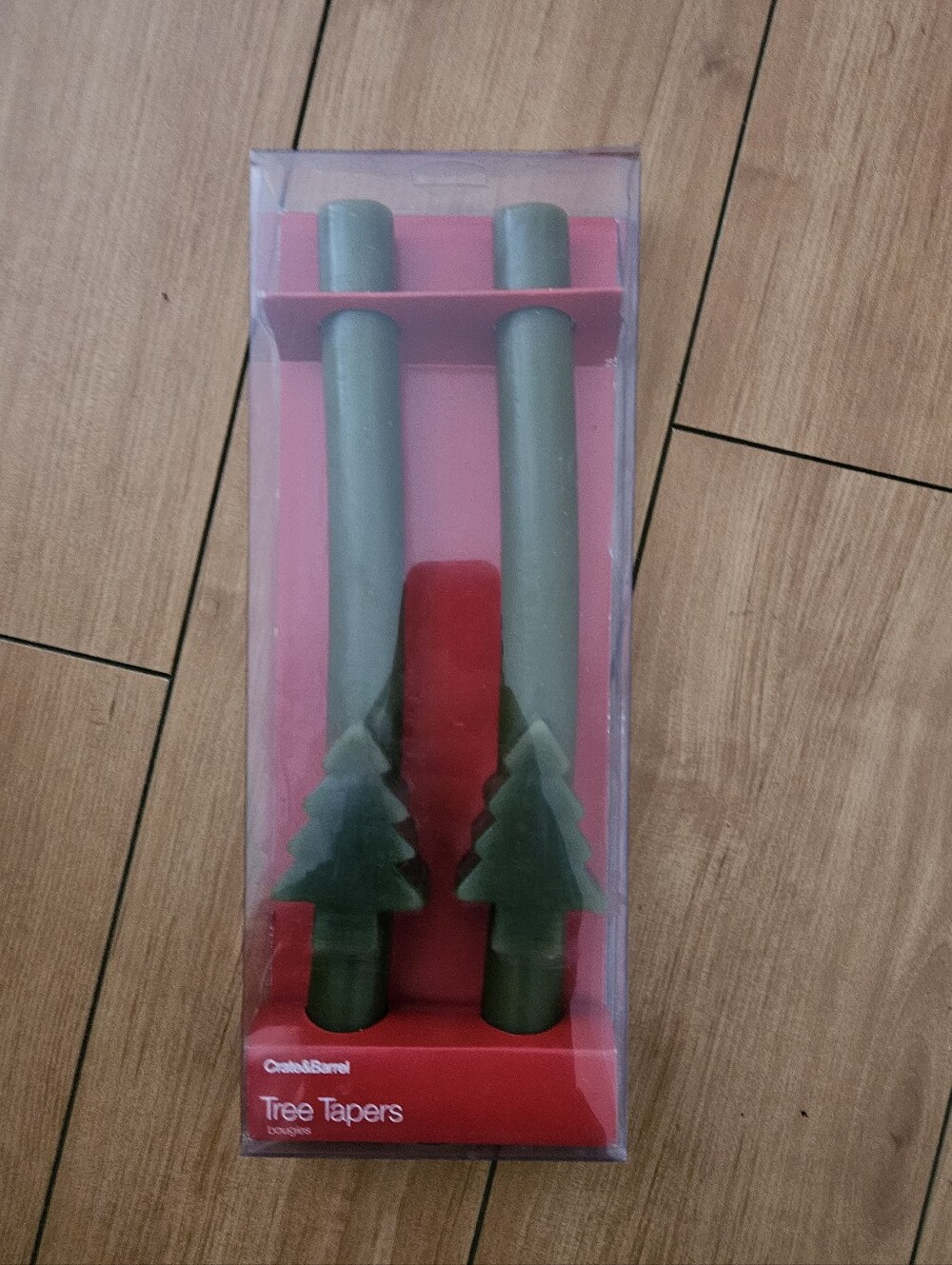 Crate & Barrel Green Tree Taper Candles